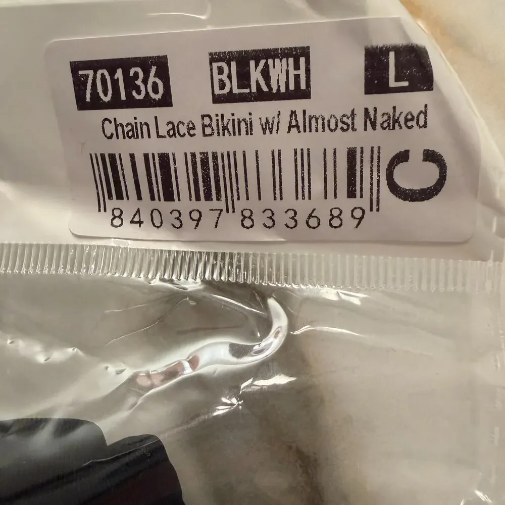 NEW Andrew Christian Chain Lace Bikini Swim Bikini Black White Size Large